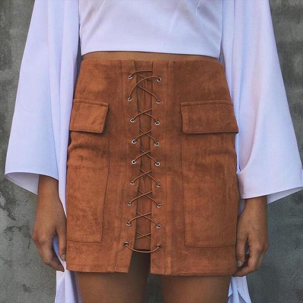 leather autumn lace up suede pencil women skirt vintage pocket preppy short high waist casual skirts, Black
leather autumn lace up suede pencil women skirt vintage pocket preppy short high waist casual skirts, Black