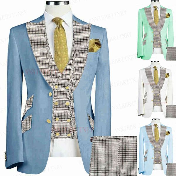 men's suits & blazers est blue suit men 3 pieces tailored man groom wedding tuxedo slim fit business blazer jacket plaid vest pant, White;black
men's suits & blazers est blue suit men 3 pieces tailored man groom wedding tuxedo slim fit business blazer jacket plaid vest pant, White;black