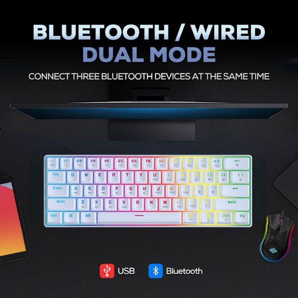 gaming mechanical keyboard 61key usb bluetooth dual-mode blue switch axis rgb backlit for deskpc computer phone tablet keyboards
gaming mechanical keyboard 61key usb bluetooth dual-mode blue switch axis rgb backlit for deskpc computer phone tablet keyboards