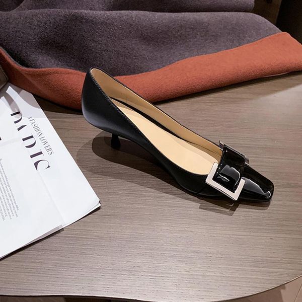 spring temperament square toe single shoes women patent leather versatile buckle shallow mouth high heels dress, Black
spring temperament square toe single shoes women patent leather versatile buckle shallow mouth high heels dress, Black