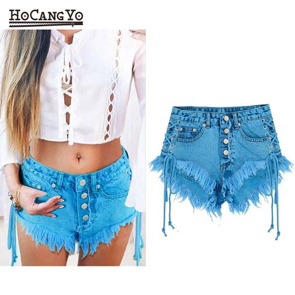 women's shorts hcyo womens summer high waist mini denim short jeans women blue cotton tassels side straps, White;black
women's shorts hcyo womens summer high waist mini denim short jeans women blue cotton tassels side straps, White;black