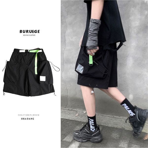 men's shorts summer belt elastic waist fashion black casual men streetwear loose hip-hop pocket mens m-2xl tquo, White;black
men's shorts summer belt elastic waist fashion black casual men streetwear loose hip-hop pocket mens m-2xl tquo, White;black