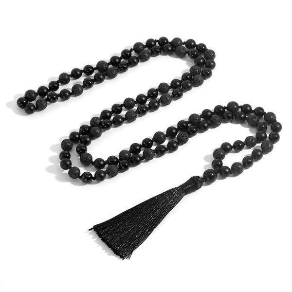 volcanic stone 108 knotted long necklace mala beaded men and women charm fashion blessing friendship gift tassel jewelry pendant necklaces, Silver
volcanic stone 108 knotted long necklace mala beaded men and women charm fashion blessing friendship gift tassel jewelry pendant necklaces, Silver
