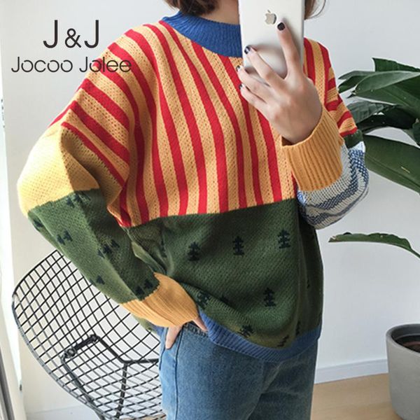 women's sweaters jocoo jolee women korean harajuku autumn knitted sweater vintage colorful patchwork pullover female causal pull femme, White;black
women's sweaters jocoo jolee women korean harajuku autumn knitted sweater vintage colorful patchwork pullover female causal pull femme, White;black