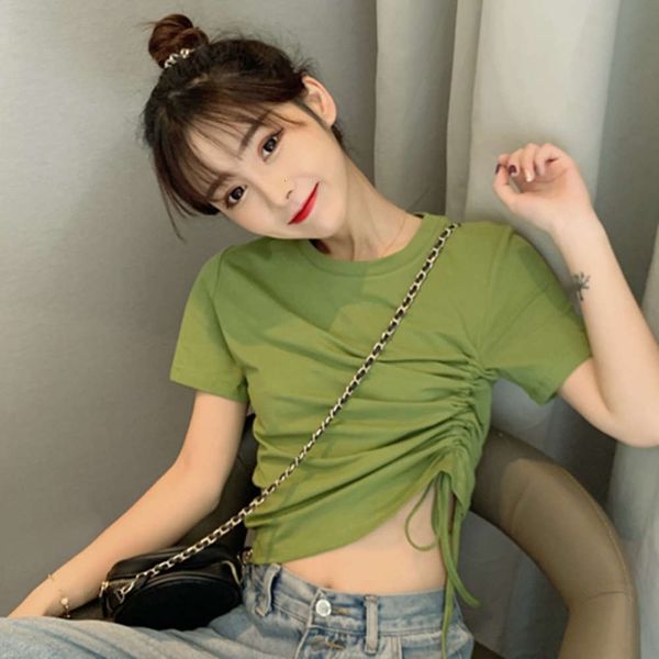 women's t-shirt short sleeve summer foreign style korean ins fashion design sense minority high waist open navel clothes caov, White
women's t-shirt short sleeve summer foreign style korean ins fashion design sense minority high waist open navel clothes caov, White