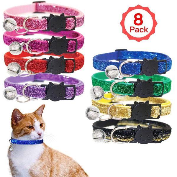cat collars & leads 8 pcs/set bling breakaway with bell for kitten puppy and other small pet animals, adjustable from 7.5-12.5"
cat collars & leads 8 pcs/set bling breakaway with bell for kitten puppy and other small pet animals, adjustable from 7.5-12.5"