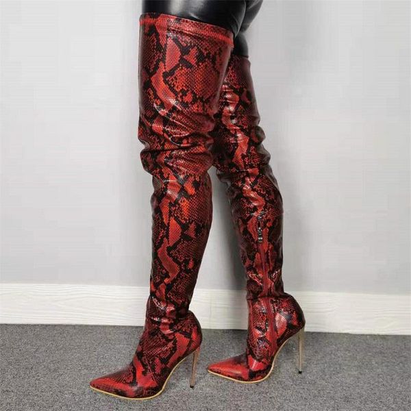 boots original intention elegant snakeskin red thigh high woman pointed toes metal thin heels party dress shoes, Black
boots original intention elegant snakeskin red thigh high woman pointed toes metal thin heels party dress shoes, Black