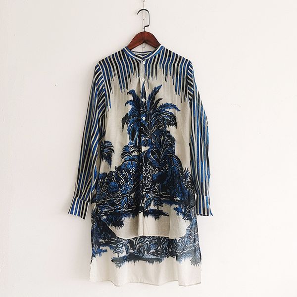 women's blouses & shirts spring summer 2021 runways of women cotton stripe long chic print loose c692, White
women's blouses & shirts spring summer 2021 runways of women cotton stripe long chic print loose c692, White