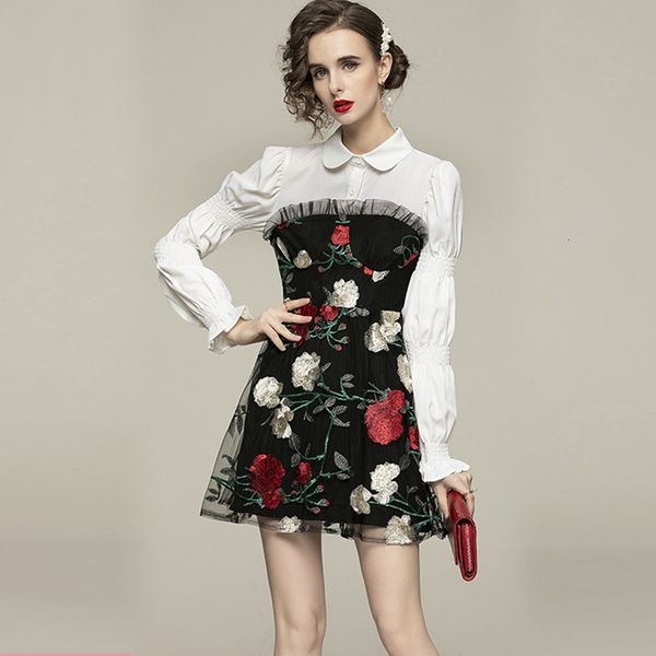 casual dresses women summer elegant fashion shirt patchwork gauze embroidery empire waist slim long sleeve mini oo71, Black;gray
casual dresses women summer elegant fashion shirt patchwork gauze embroidery empire waist slim long sleeve mini oo71, Black;gray