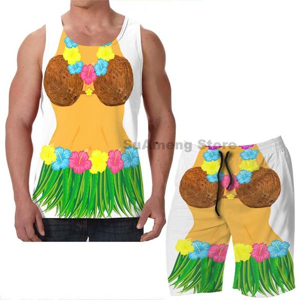 men's tracksuits summer men tank women full body hula dancer shirt with lei flowers grass skirt coconut bra beach shorts sets, Gray
men's tracksuits summer men tank women full body hula dancer shirt with lei flowers grass skirt coconut bra beach shorts sets, Gray