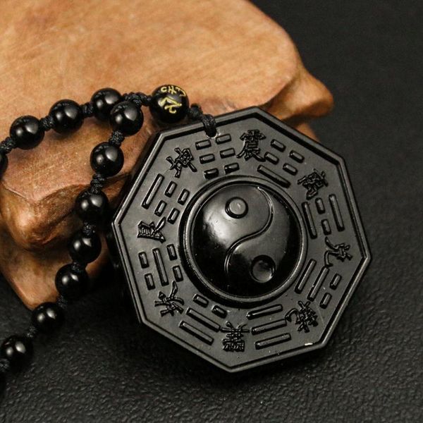 natural geometric pendant obsidian necklace chinese tai chi gossip black bead chain yin yang jewelry for men gifts necklaces, Silver
natural geometric pendant obsidian necklace chinese tai chi gossip black bead chain yin yang jewelry for men gifts necklaces, Silver