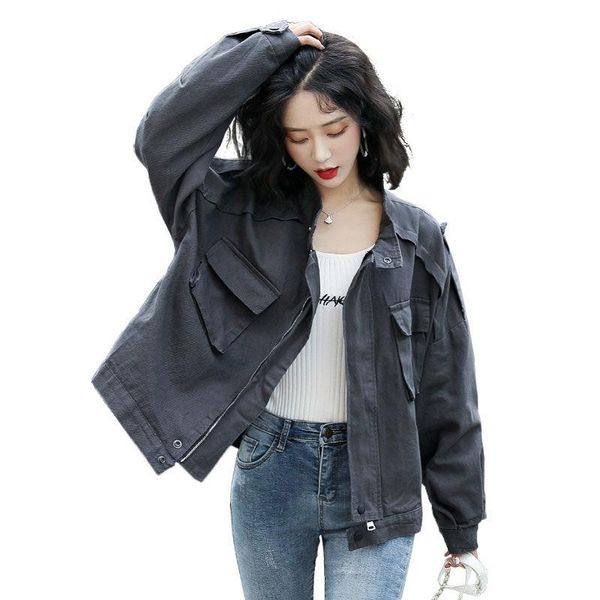 women's jackets 2021 spring autumn korea fashion women long sleeve stand collar loose short coat double pocket cotton casual v586, Black;brown
women's jackets 2021 spring autumn korea fashion women long sleeve stand collar loose short coat double pocket cotton casual v586, Black;brown