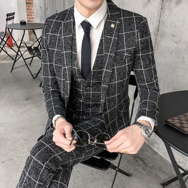 men's suits & blazers (jacket + pants) plaid suit korean slim thin section casual business social blue professional wear 2021, White;black
men's suits & blazers (jacket + pants) plaid suit korean slim thin section casual business social blue professional wear 2021, White;black