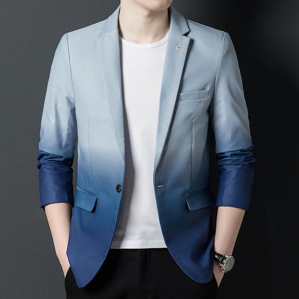 men's suits & blazers blue gradient blazer men for office business casual suit korean slim fit jacket black lightweight sports coats on, White;black
men's suits & blazers blue gradient blazer men for office business casual suit korean slim fit jacket black lightweight sports coats on, White;black
