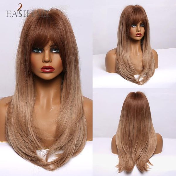 ombre light brown long straight synthetic hair wigs with full bangs heat resistant cosplay women female for women1, Black
ombre light brown long straight synthetic hair wigs with full bangs heat resistant cosplay women female for women1, Black