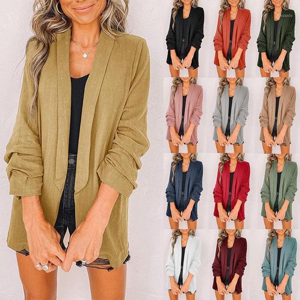 women's suits & blazers 2021 autumn and winter fashion lapel cardigan solid color fake pocket suit jacket women, White;black
women's suits & blazers 2021 autumn and winter fashion lapel cardigan solid color fake pocket suit jacket women, White;black