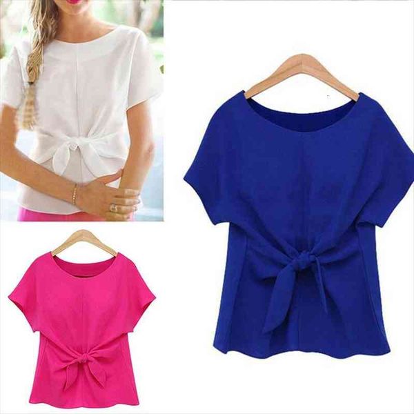 fashion summer batwings bowknot womens shirts o neck short sleeve casual chiffon slim tees plus size oversize 3xl, White
fashion summer batwings bowknot womens shirts o neck short sleeve casual chiffon slim tees plus size oversize 3xl, White