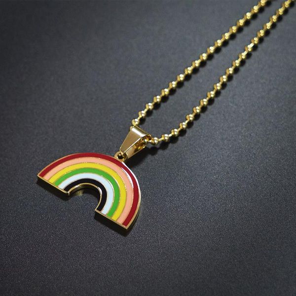 necklace for women rainbow pendant stainless steel hip hop gold chain men beads couple jewelry wholesale necklaces, Silver
necklace for women rainbow pendant stainless steel hip hop gold chain men beads couple jewelry wholesale necklaces, Silver