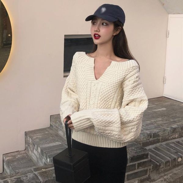 women's sweaters 2021 korean version of lazy wind sweater aut db990, White;black
women's sweaters 2021 korean version of lazy wind sweater aut db990, White;black