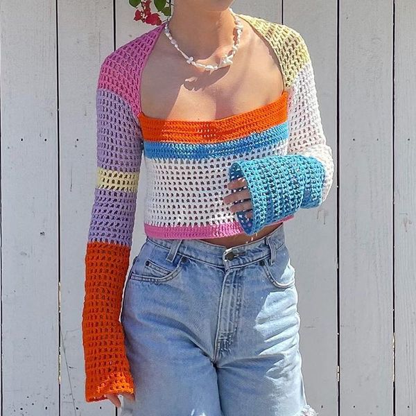 women's t-shirt holes knitted cropped t shirt women autumn 2000s aesthetic patchwork hollow out fashion tshirt, White
women's t-shirt holes knitted cropped t shirt women autumn 2000s aesthetic patchwork hollow out fashion tshirt, White