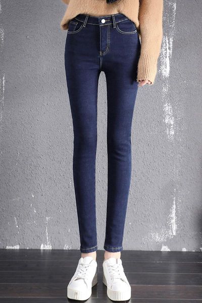 plus velvet thick warm high-waisted jeans women korean version of the stretch and thin all-match long pants women's, Blue
plus velvet thick warm high-waisted jeans women korean version of the stretch and thin all-match long pants women's, Blue