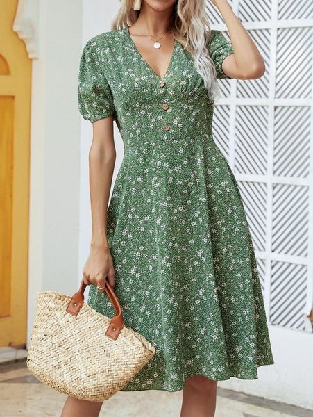 ditsy floral button a-line dress she, Black;gray
ditsy floral button a-line dress she, Black;gray