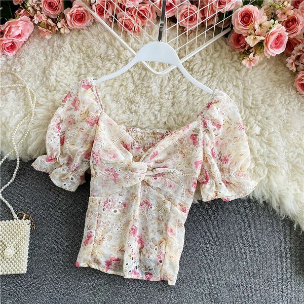 elegant retro floral chiffon shirt women's summer v-neck twisted slim puff sleeve embroidery blouse lady short 210420, White
elegant retro floral chiffon shirt women's summer v-neck twisted slim puff sleeve embroidery blouse lady short 210420, White
