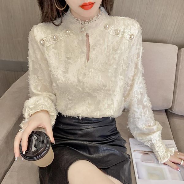 women's blouses & shirts chikichi 2021 spring and autumn style korean fashion elegant pearl button pure color lace ladies loose lantern, White
women's blouses & shirts chikichi 2021 spring and autumn style korean fashion elegant pearl button pure color lace ladies loose lantern, White