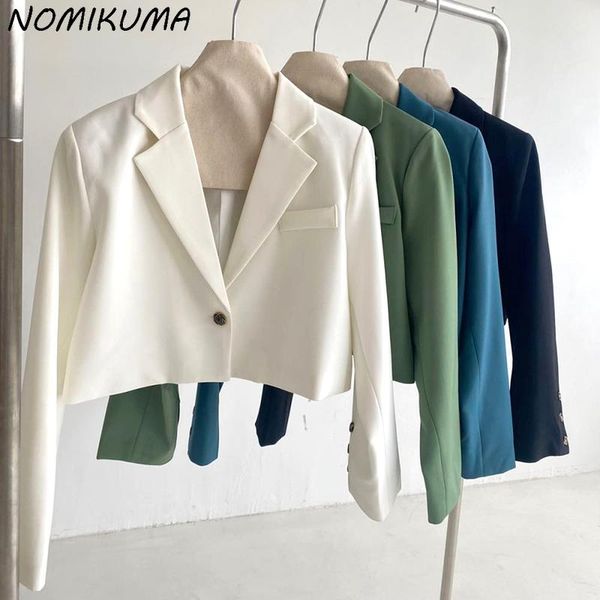 women's suits & blazers nomikuma 2021 autumn short blazer coat long sleeve notched collar woman suit jacket korean elegant feminimos 6l, White;black
women's suits & blazers nomikuma 2021 autumn short blazer coat long sleeve notched collar woman suit jacket korean elegant feminimos 6l, White;black