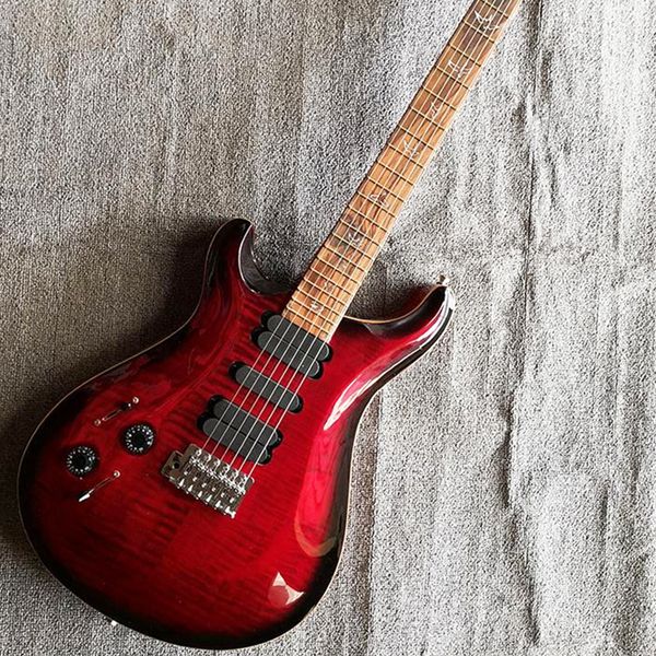 left handed red electric guitar 6 strings with flame maple veneer,rosewood fretboard,customizable
left handed red electric guitar 6 strings with flame maple veneer,rosewood fretboard,customizable