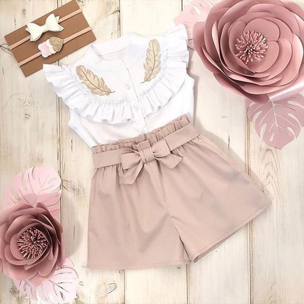 lovely kid baby girls clothes sets children clothing ruffle sleeveless t shirt bow shorts 2pcs for kids, White
lovely kid baby girls clothes sets children clothing ruffle sleeveless t shirt bow shorts 2pcs for kids, White