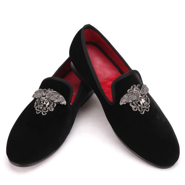 dress shoes fashion men loafers with silver face buckle handmade high-grade party and wedding velvet shoe, Black
dress shoes fashion men loafers with silver face buckle handmade high-grade party and wedding velvet shoe, Black