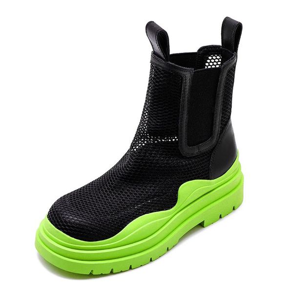 mesh hollow boots summer thick-heeled british style women's short avocado color tide platform thick-soled smoke, Black
mesh hollow boots summer thick-heeled british style women's short avocado color tide platform thick-soled smoke, Black