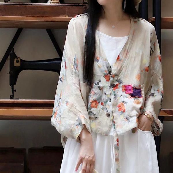 women's jackets women summer patchwork linen printed ladies loose flax outwear female thin sunscreen coat 2021, Black;brown
women's jackets women summer patchwork linen printed ladies loose flax outwear female thin sunscreen coat 2021, Black;brown