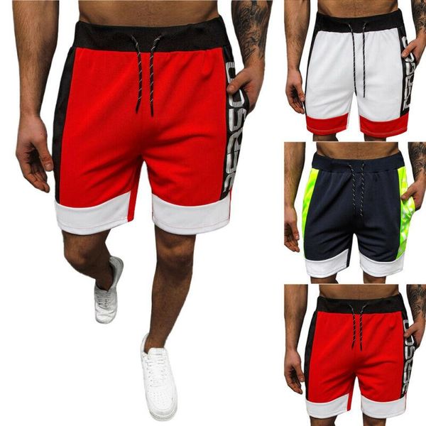 men's shorts men sports gym fit training summer beach patchwork drawstring short pants, White;black
men's shorts men sports gym fit training summer beach patchwork drawstring short pants, White;black