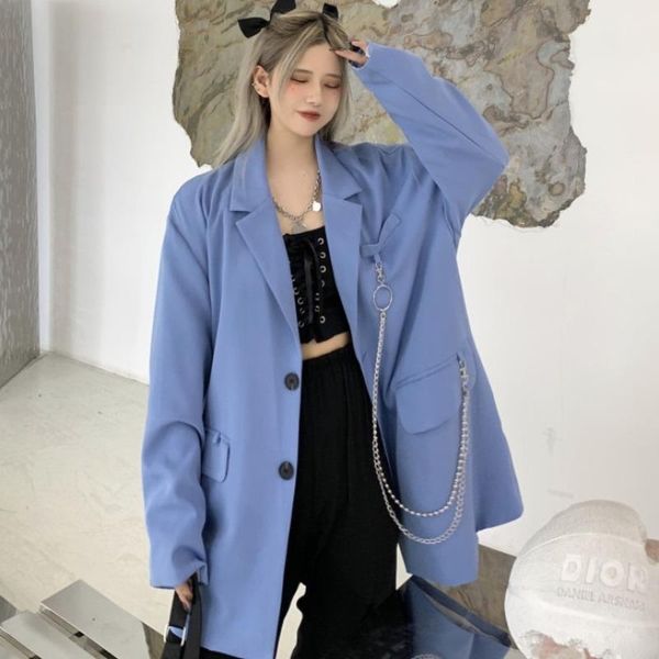 women's suits & blazers 2021 early autumn clothing blazer long-sleeved thin section chain casual loose ins tide jacket women, White;black
women's suits & blazers 2021 early autumn clothing blazer long-sleeved thin section chain casual loose ins tide jacket women, White;black