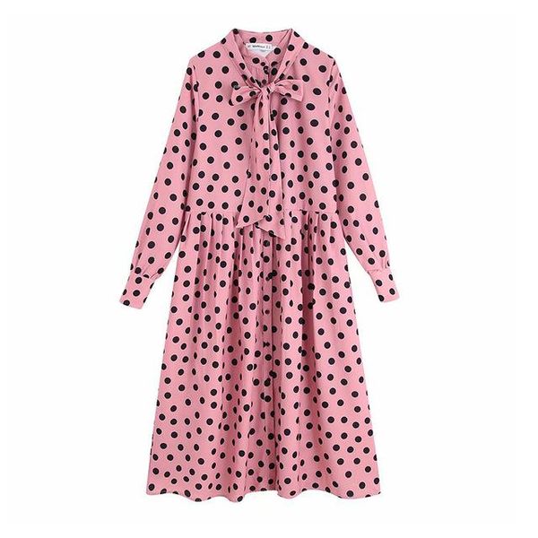 casual dresses bow tie collar long sleeve pleated dress vintage ladies midi office vestidos polka dot print women shirt, Black;gray
casual dresses bow tie collar long sleeve pleated dress vintage ladies midi office vestidos polka dot print women shirt, Black;gray