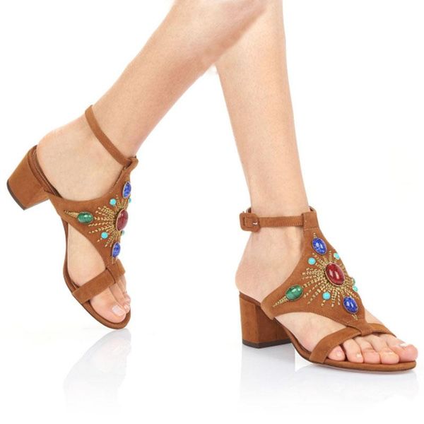 sandals summer multi colors turquoise gem beads studded embroidery chunky high heel street dress sandalias shoes for woman, Black
sandals summer multi colors turquoise gem beads studded embroidery chunky high heel street dress sandalias shoes for woman, Black