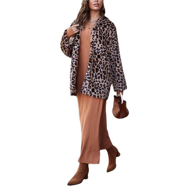 women's wool & blends autumn and winter long-sleeved stand-collar leopard print coat button closure warm, Black
women's wool & blends autumn and winter long-sleeved stand-collar leopard print coat button closure warm, Black