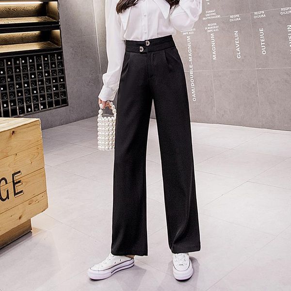 women's pants & capris 2021 autumn female suit high waist stretched button wide leg straight trousers black office lady elegant, Black;white
women's pants & capris 2021 autumn female suit high waist stretched button wide leg straight trousers black office lady elegant, Black;white
