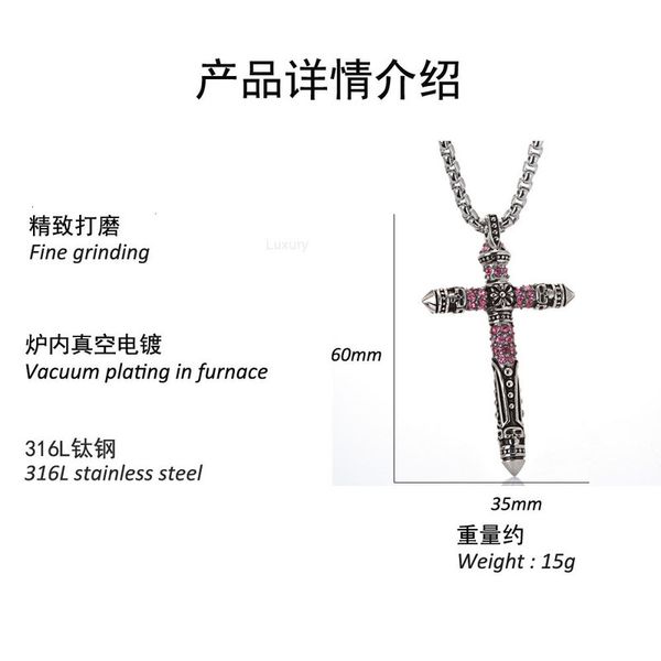 fashion design necklace pendant luxury jewelry titanium steel diamond inlaid cross crowe men's and women's stainless gothic access, Silver
fashion design necklace pendant luxury jewelry titanium steel diamond inlaid cross crowe men's and women's stainless gothic access, Silver