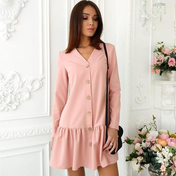 casual dresses cvyataya solid button front ruffle hem woman dress spring autumn long sleeve v neck straight short for party 2021, Black;gray
casual dresses cvyataya solid button front ruffle hem woman dress spring autumn long sleeve v neck straight short for party 2021, Black;gray