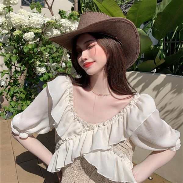 women's blouses & shirts korean fashion designer crop off shoulder ruffle blouse women short sleeve crochet shirt boho beach w, White
women's blouses & shirts korean fashion designer crop off shoulder ruffle blouse women short sleeve crochet shirt boho beach w, White