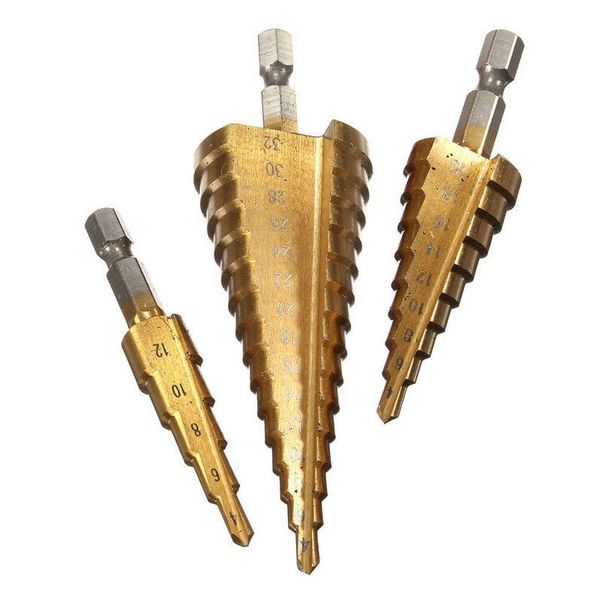 3pcs large hss steel step cone drill titanium bit set hole cutter 4-12/20/32mm professional bits
3pcs large hss steel step cone drill titanium bit set hole cutter 4-12/20/32mm professional bits