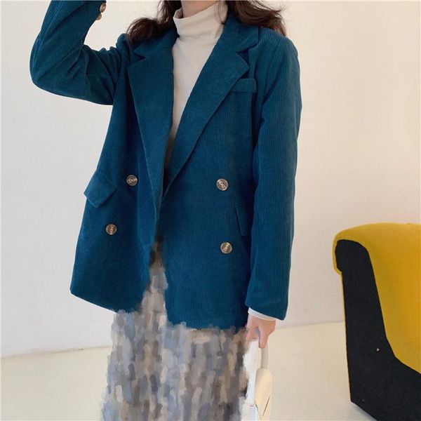 women's suits & blazers casual double-breasted blazer women vintage jacket long feminino notched coat lady autumn spring korean, White;black
women's suits & blazers casual double-breasted blazer women vintage jacket long feminino notched coat lady autumn spring korean, White;black