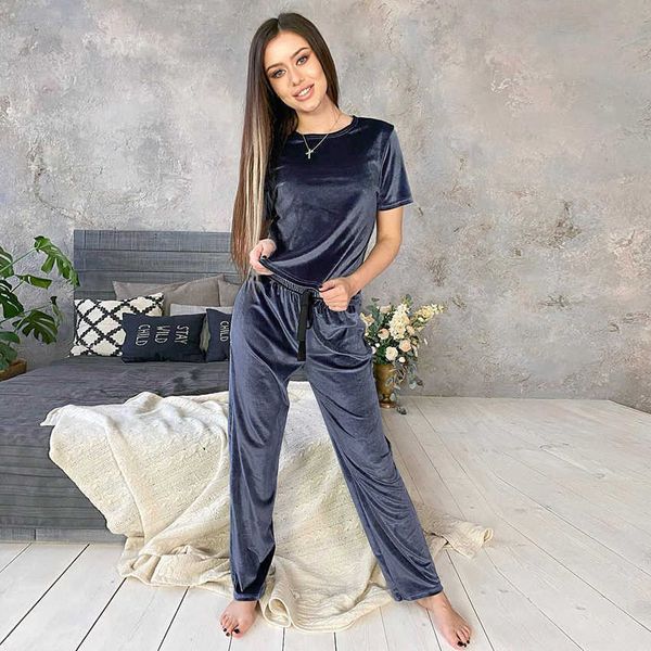 hiloc blue velvet sleepwear winter warm home suit sets female pajamas loose pants ribbon knit short sleeve two piece set lounge 210713, Black;red
hiloc blue velvet sleepwear winter warm home suit sets female pajamas loose pants ribbon knit short sleeve two piece set lounge 210713, Black;red