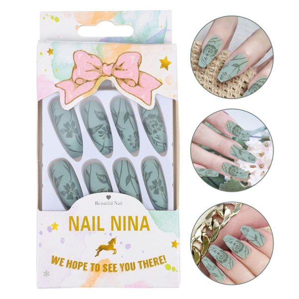 24pcs flower pattern long full cover false nails fake for home and salon, Red;gold
24pcs flower pattern long full cover false nails fake for home and salon, Red;gold