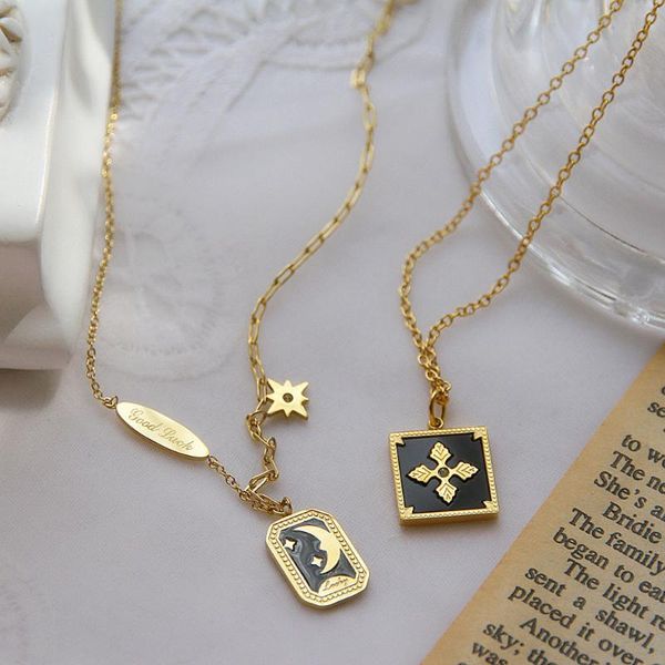 chokers 361l steel black enamel star moon necklace luck charm thick chain choker baroque style vintage pendant jewelry, Golden;silver
chokers 361l steel black enamel star moon necklace luck charm thick chain choker baroque style vintage pendant jewelry, Golden;silver