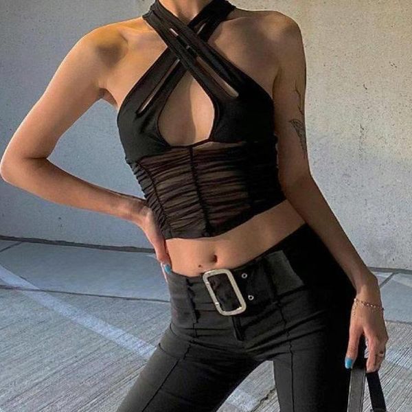 women's tanks & camis gothic halter cross dark academia high waist mesh club sleeveless casual slim summer female crop streetw, White
women's tanks & camis gothic halter cross dark academia high waist mesh club sleeveless casual slim summer female crop streetw, White