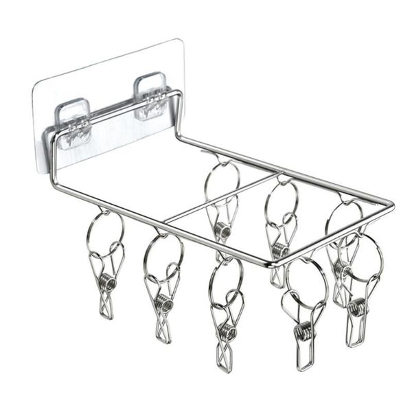 2pcs wall-mounted socks rack stainless steel non-slip drying clips shelf (8 clips) hangers & racks
2pcs wall-mounted socks rack stainless steel non-slip drying clips shelf (8 clips) hangers & racks